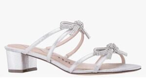 Nina Shoes Womens Size 7 Silver Georgie-SY Bow Rhinestone Block Heel Sandals Box
